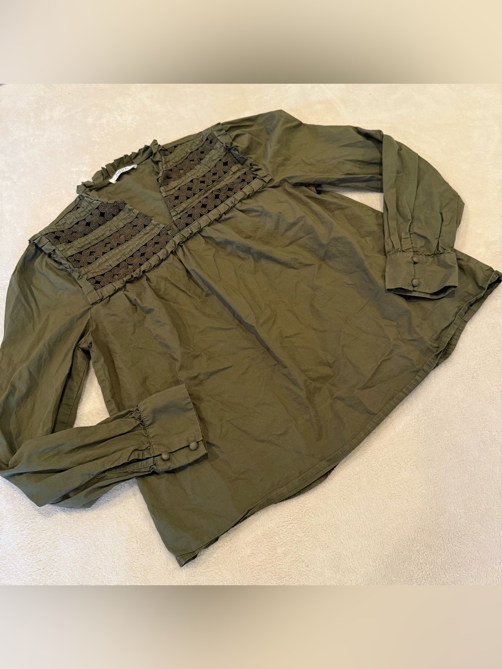Women’s Olive Green Embroidered Top